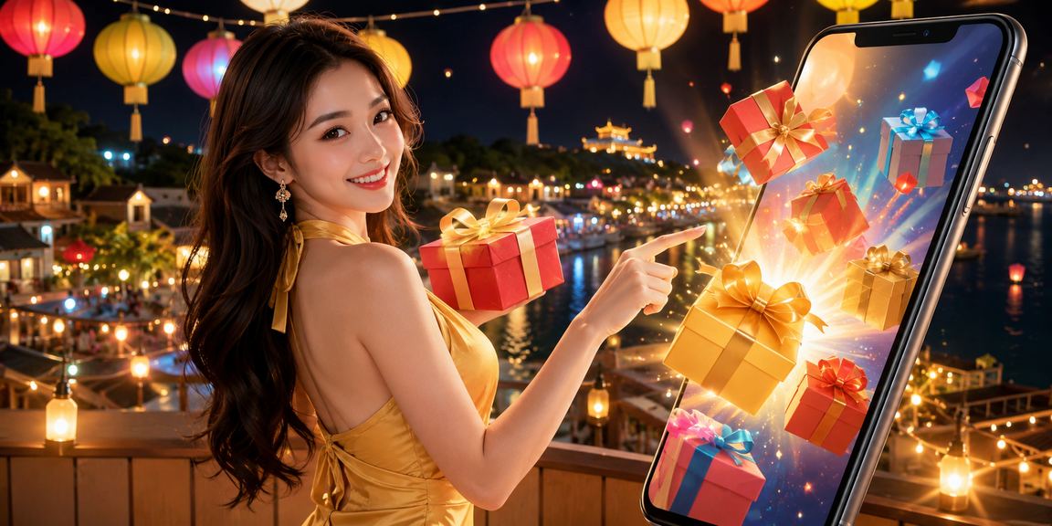 Người dùng tại chợ đêm Huế mở ứng dụng r63 trên điện thoại